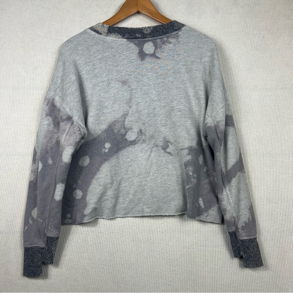 n:PHILANTHROPY Aries Women's Distressed Tie-Dye Print V-Neck Sweatshirt  MEDIUM - Picture 3 of 10